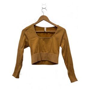 Offline By Aerie Womens L Gold Cable Knit Crop Top